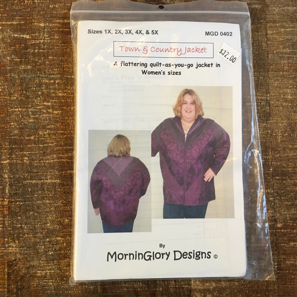 Morninglory Designs Sewing Pattern Quilt as you Go Jacket Plus Size 1X-5X UNCUT